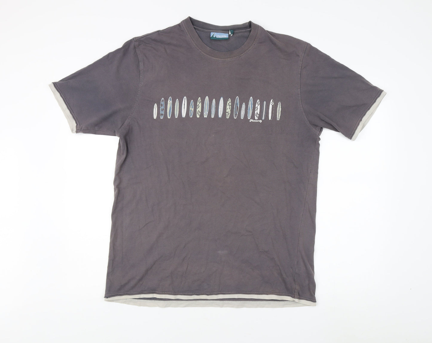 Mantaray Men's Grey Graphic T-Shirt Medium