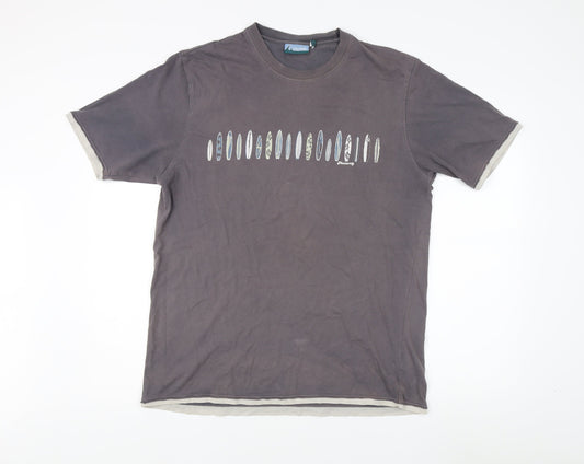 Mantaray Men's Grey Graphic T-Shirt Medium