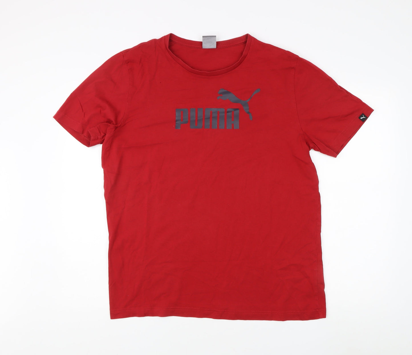 Puma Men's Red Logo T-Shirt L Crew Neck