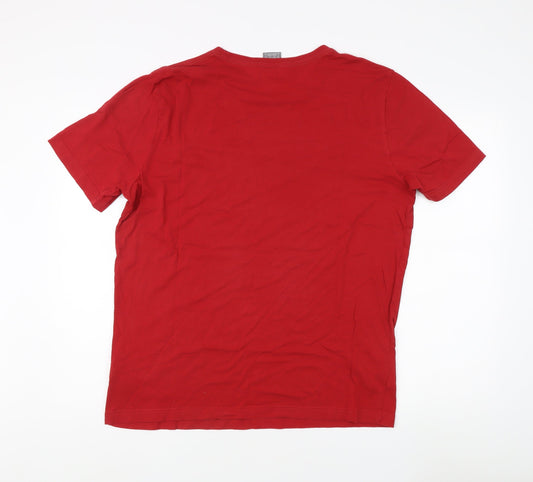 Puma Men's Red Logo T-Shirt L Crew Neck