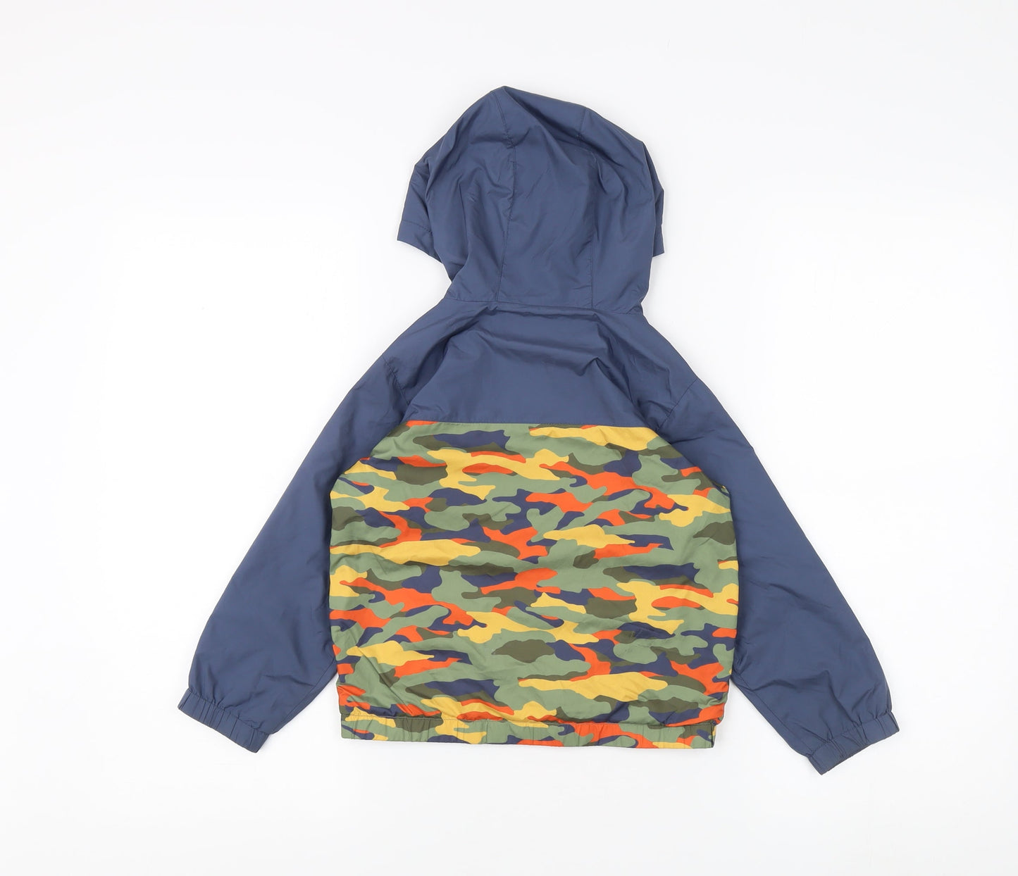 FatFace Boys Blue Camo Rain Coat, 3-4 Years, Hooded Zip Jacket