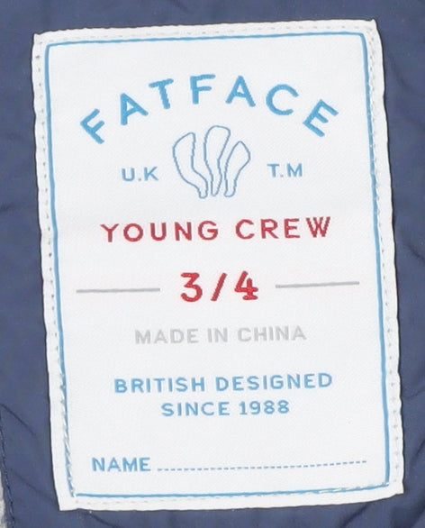 FatFace Boys Blue Camo Rain Coat, 3-4 Years, Hooded Zip Jacket