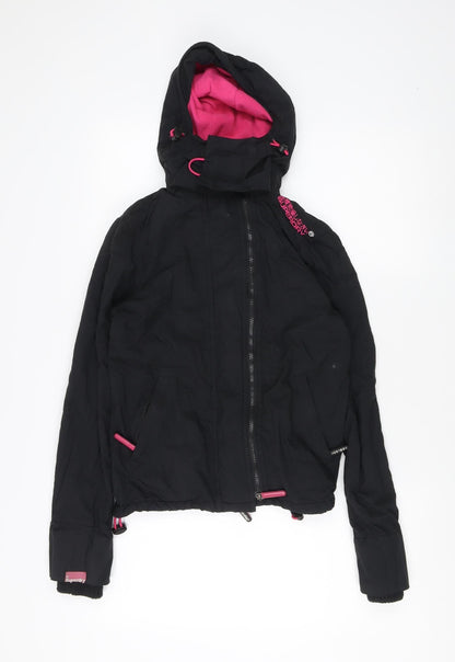 Womens UK Size 2XS Superdry Black Windbreaker Coat