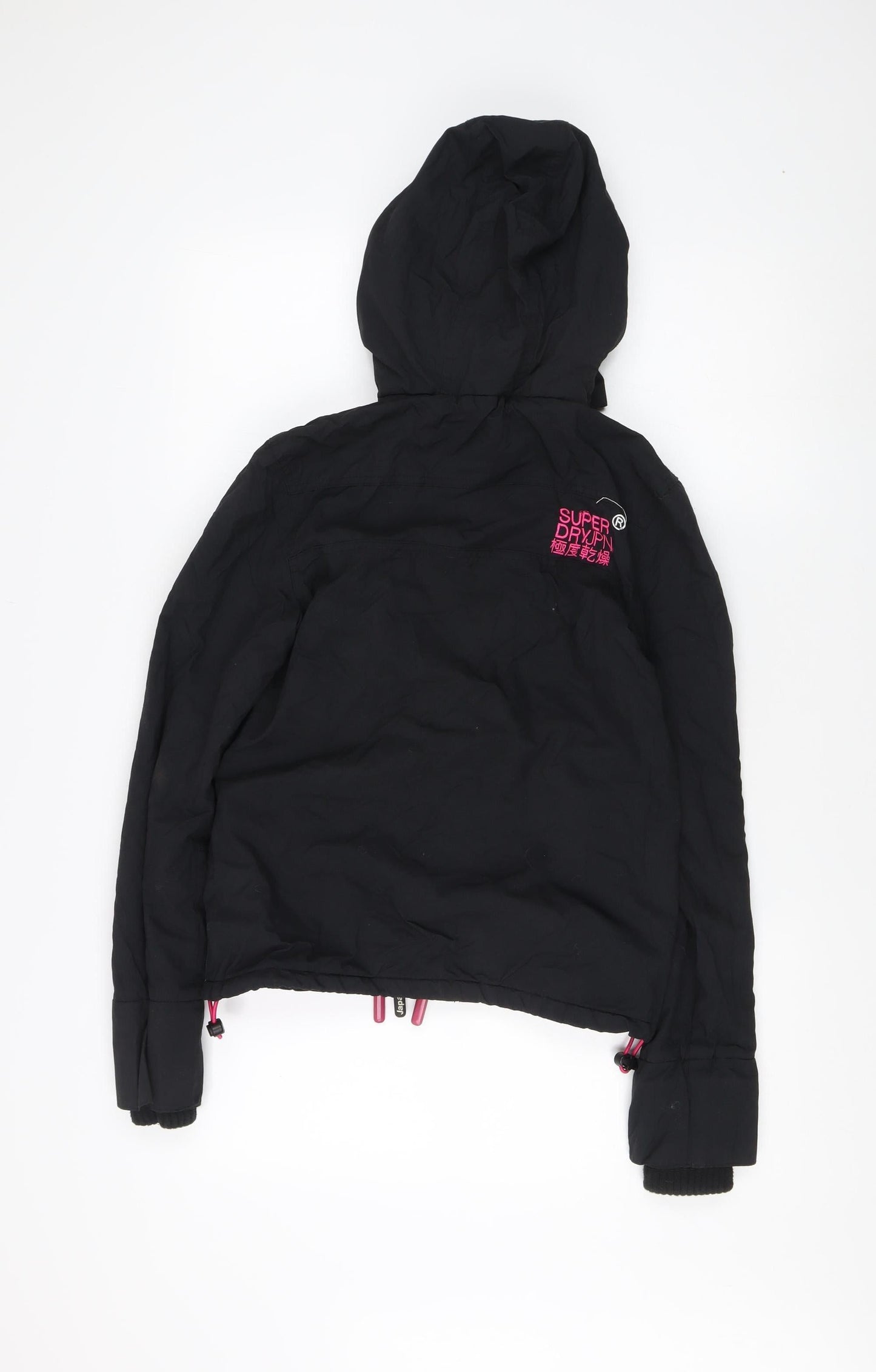 Womens UK Size 2XS Superdry Black Windbreaker Coat