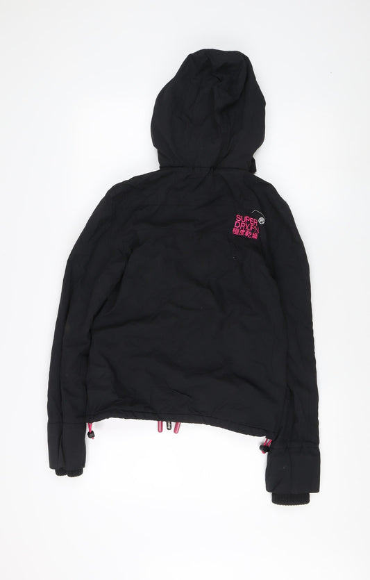 Womens UK Size 2XS Superdry Black Windbreaker Coat