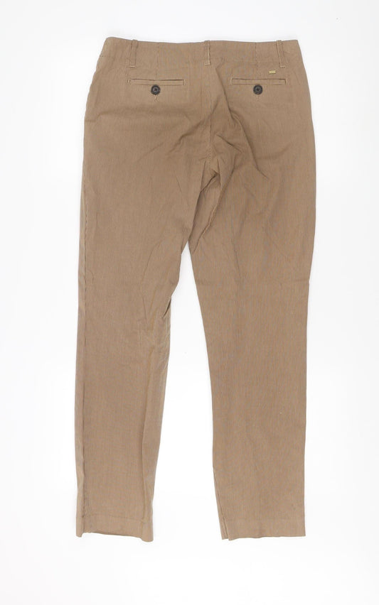 Tommy Hilfiger Women Beige Straight Pinstripe Trousers Size 6