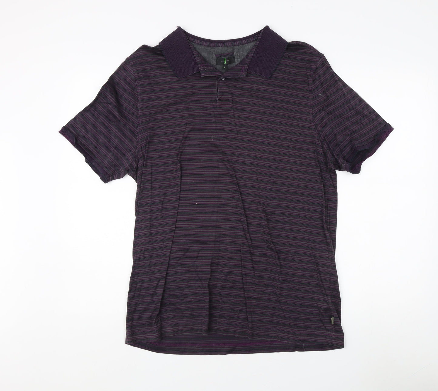 Jasper Conran Men's Purple Striped Polo L
