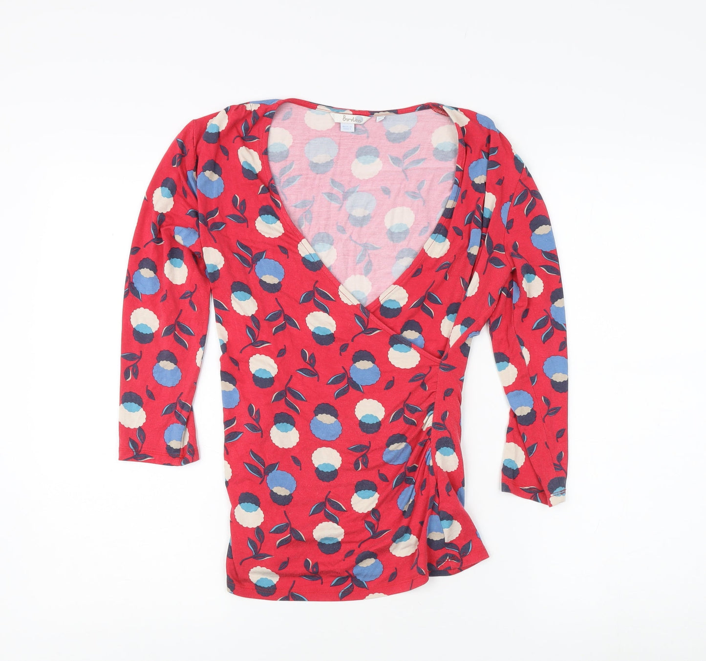 Boden Women's Red Floral Wrap Blouse, Size 10