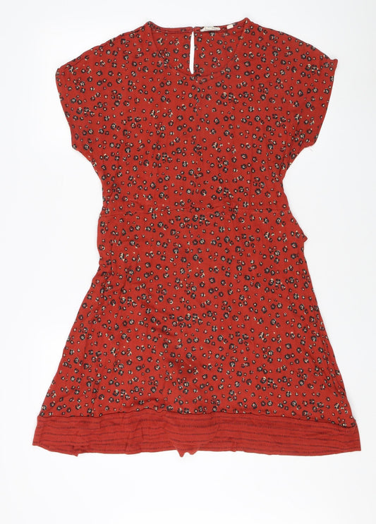 Fat Face Women's Red Animal Print Dress Size 10