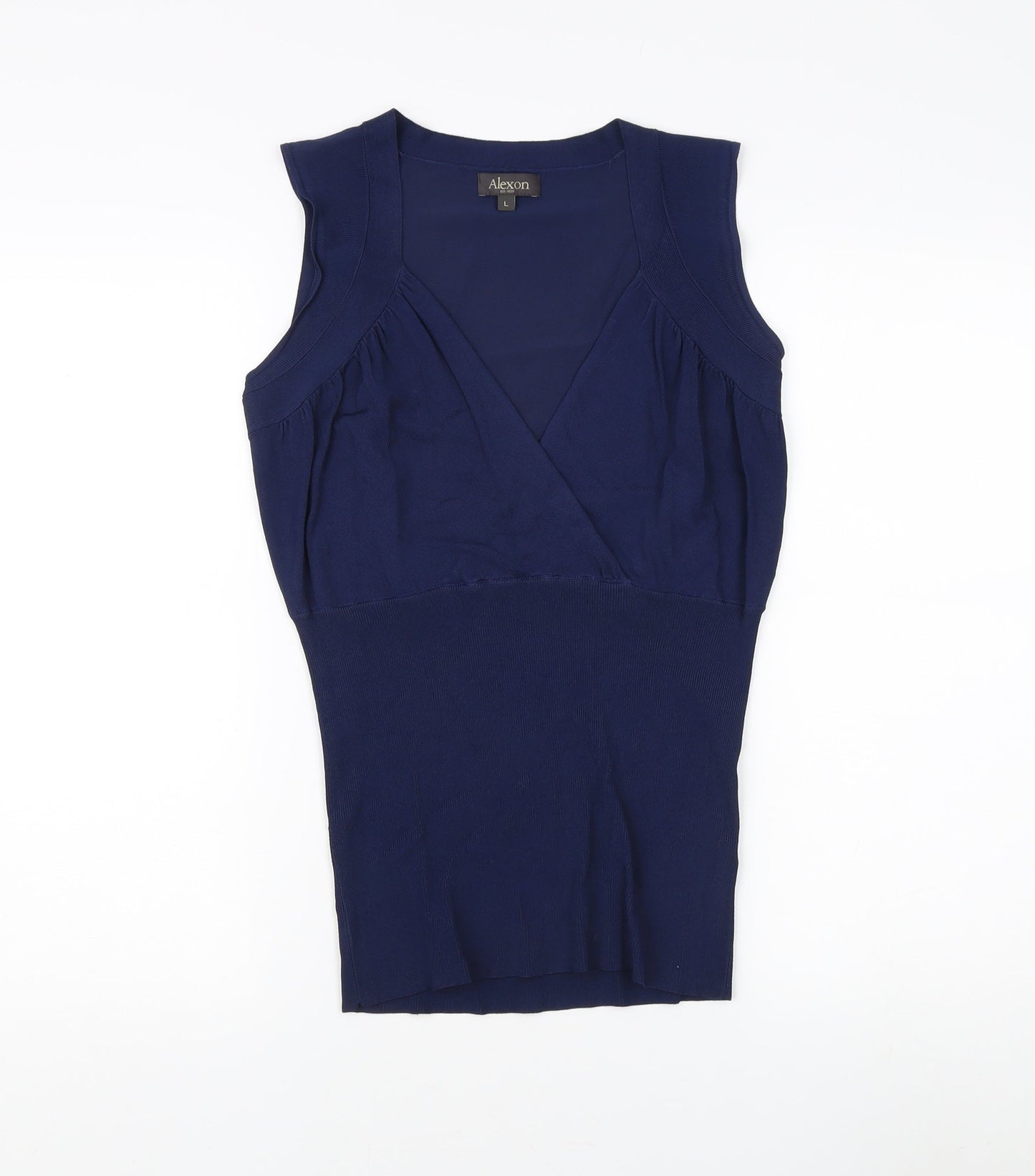 Alexon Women's Blue Sleeveless V-Neck Blouse L