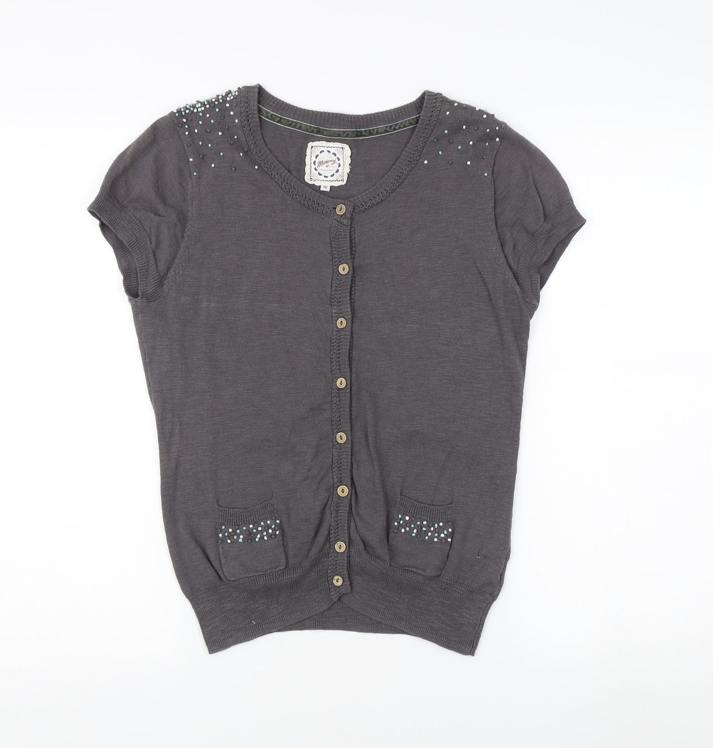 Womens UK Size 10 Mantaray Grey Cardigan Jumper