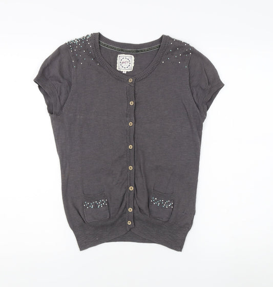 Womens UK Size 10 Mantaray Grey Cardigan Jumper