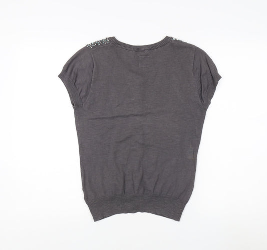 Womens UK Size 10 Mantaray Grey Cardigan Jumper