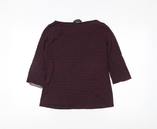 Dorothy Perkins Women's Red Striped 3/4 Sleeve Blouse