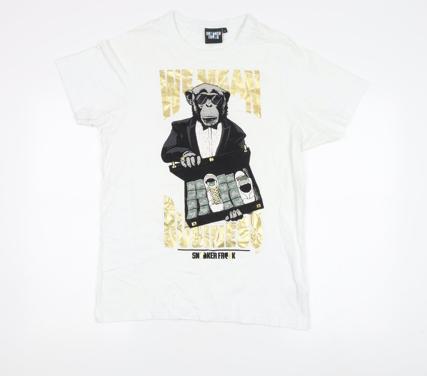 Sneaker Freak Unisex White Graphic T-Shirt L