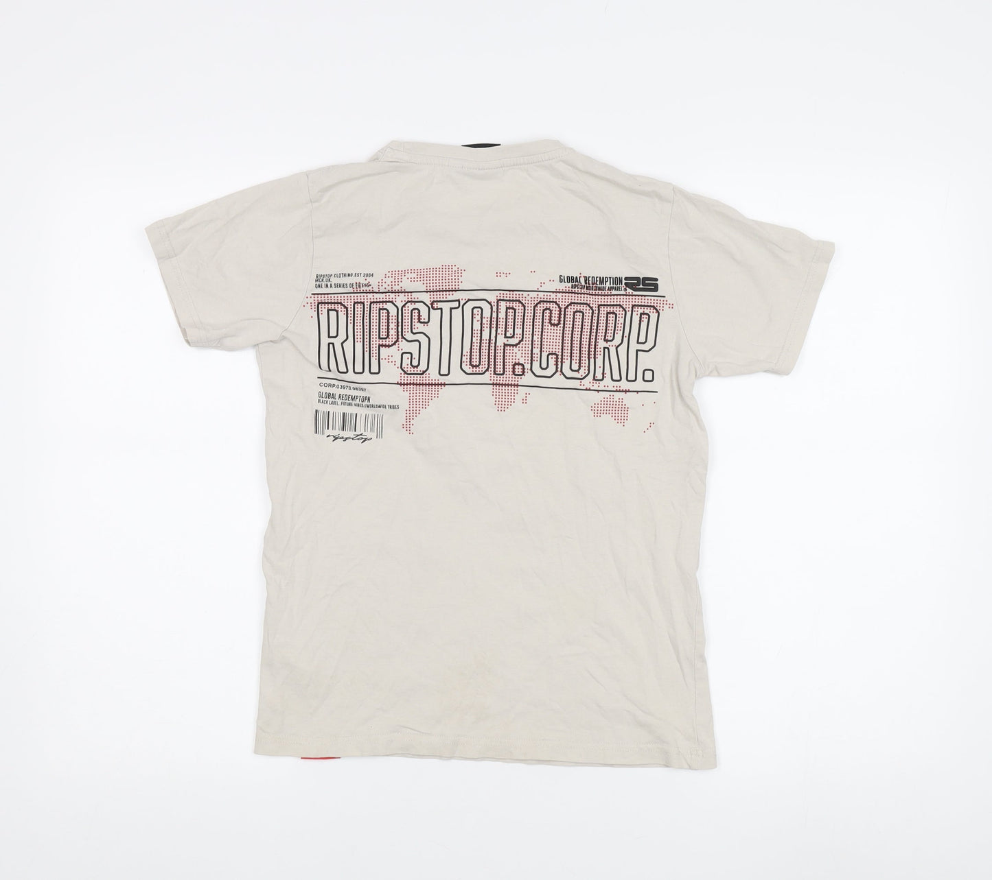 Ripstop Boys Beige Graphic T-Shirt Size 11-12 Regular Fit