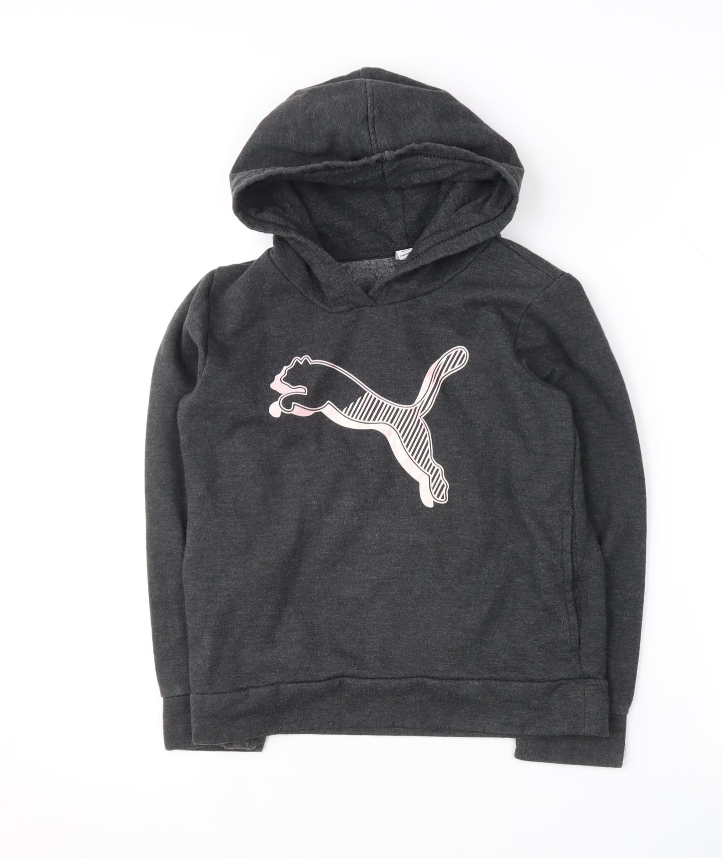Puma Girls Black Logo Hoodie, 12-13 Years, Pullover Style