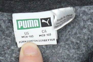 Puma Girls Black Logo Hoodie, 12-13 Years, Pullover Style