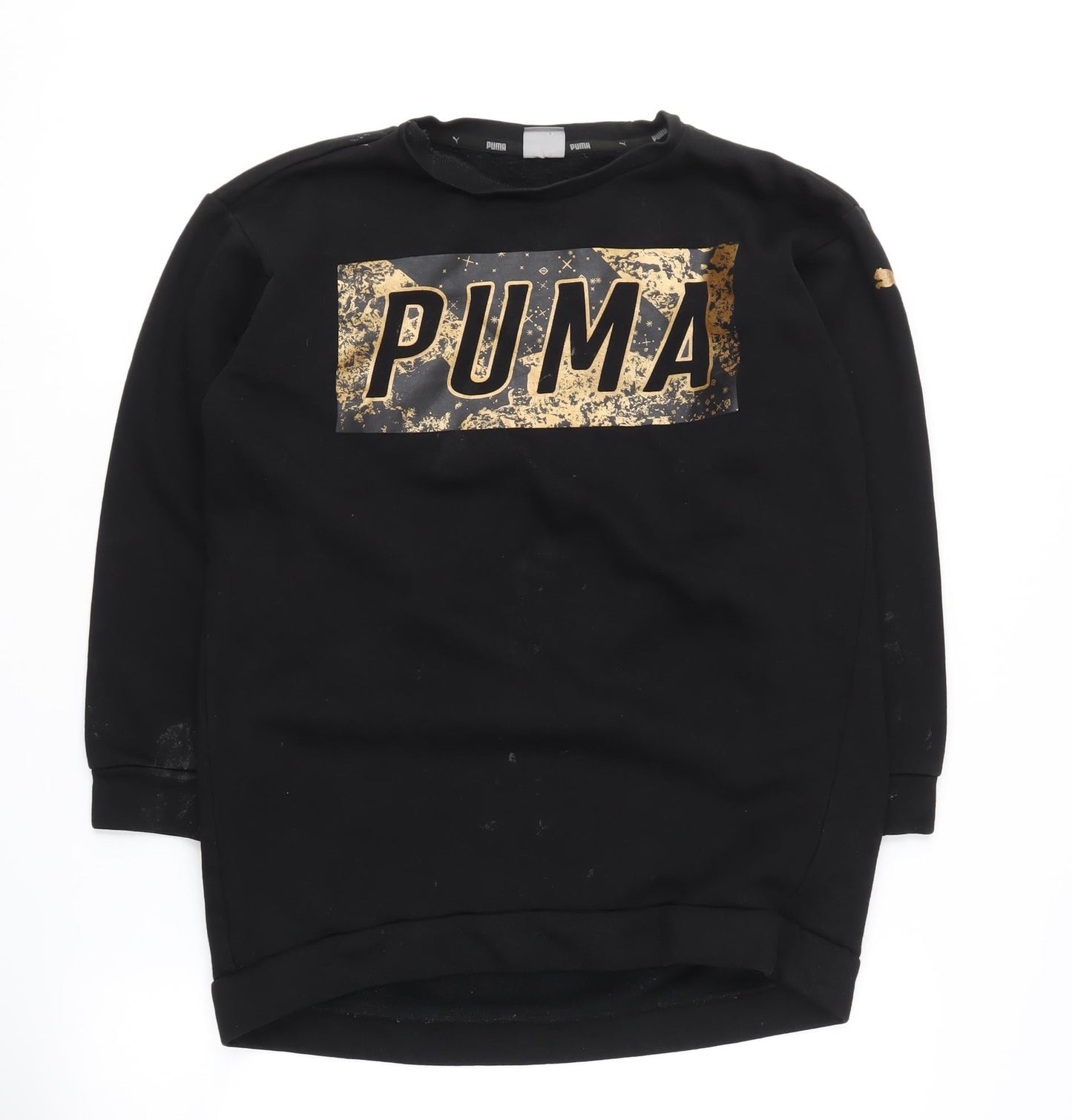 Puma Girls Black Pullover Sweatshirt, Size 12, Graphic Print