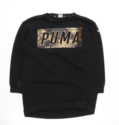 Puma Girls Black Pullover Sweatshirt, Size 12, Graphic Print