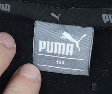 Puma Girls Black Pullover Sweatshirt, Size 12, Graphic Print