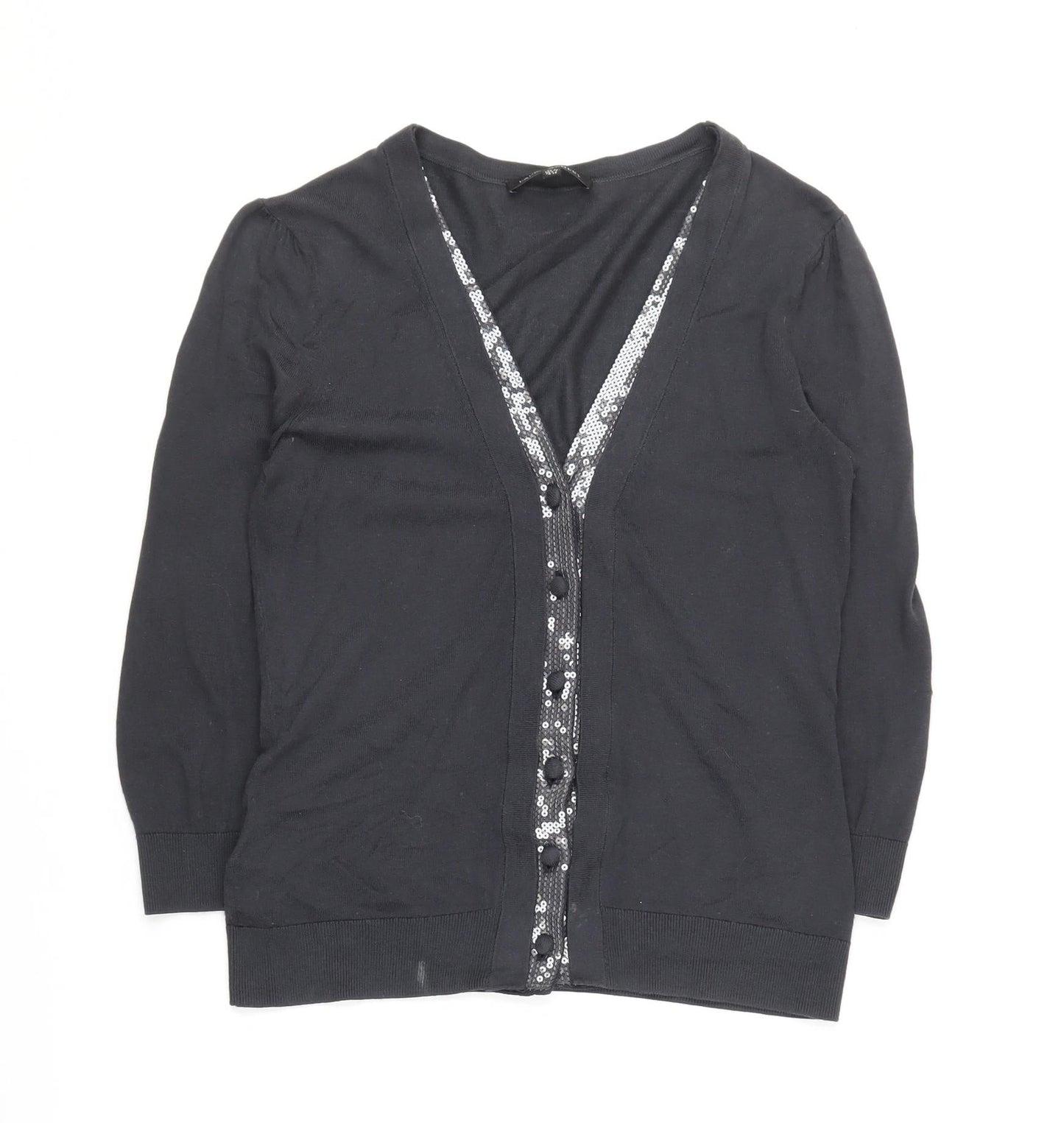 Womens UK Size 8 Laura Ashley Black Cardigan Jumper