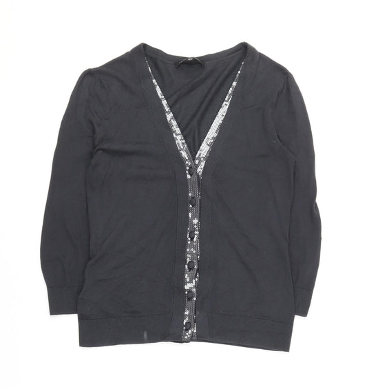 Womens UK Size 8 Laura Ashley Black Cardigan Jumper