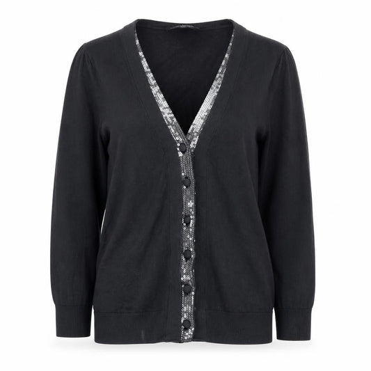 Womens UK Size 8 Laura Ashley Black Cardigan Jumper