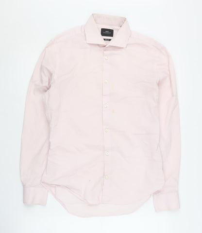 Moss London Men's Pink Slim Fit Long Sleeve Shirt