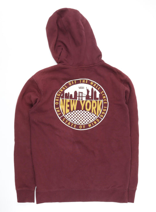 Vans Men's Red Small Hoodie Pullover, Logo, Hooded