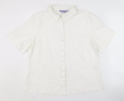 Womens UK Size 16 Honor Millburn White Basic Button-Up