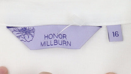 Womens UK Size 16 Honor Millburn White Basic Button-Up