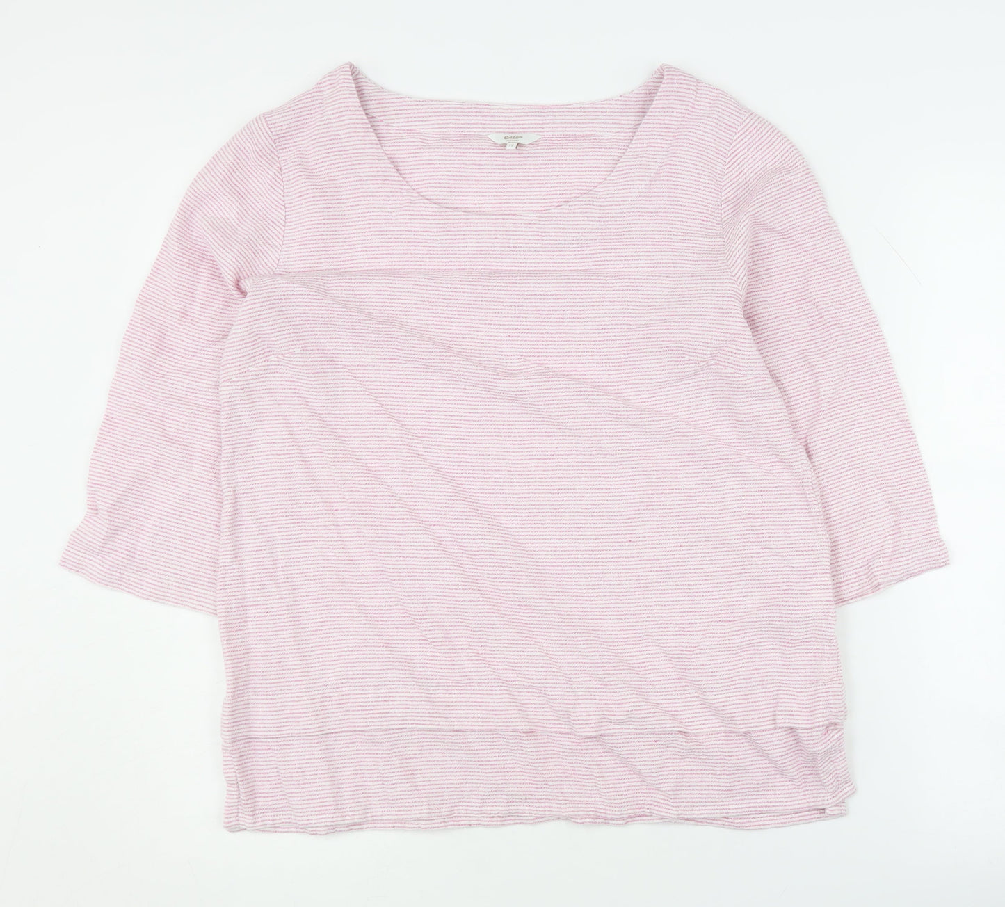 Cotton Traders Women's Pink Striped T-Shirt, Size 12