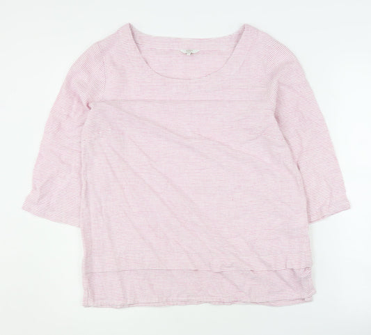 Cotton Traders Women's Pink Striped T-Shirt, Size 12