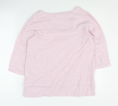 Cotton Traders Women's Pink Striped T-Shirt, Size 12