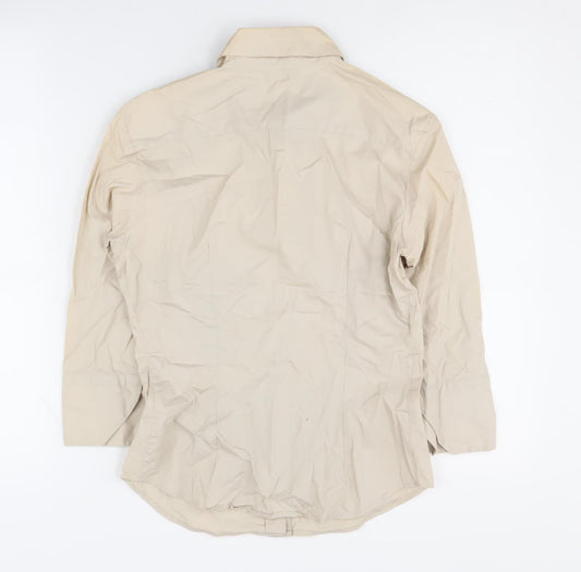 Womens UK Size XS United Colors of Benetton Beige Basic Button-Up