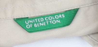 Womens UK Size XS United Colors of Benetton Beige Basic Button-Up