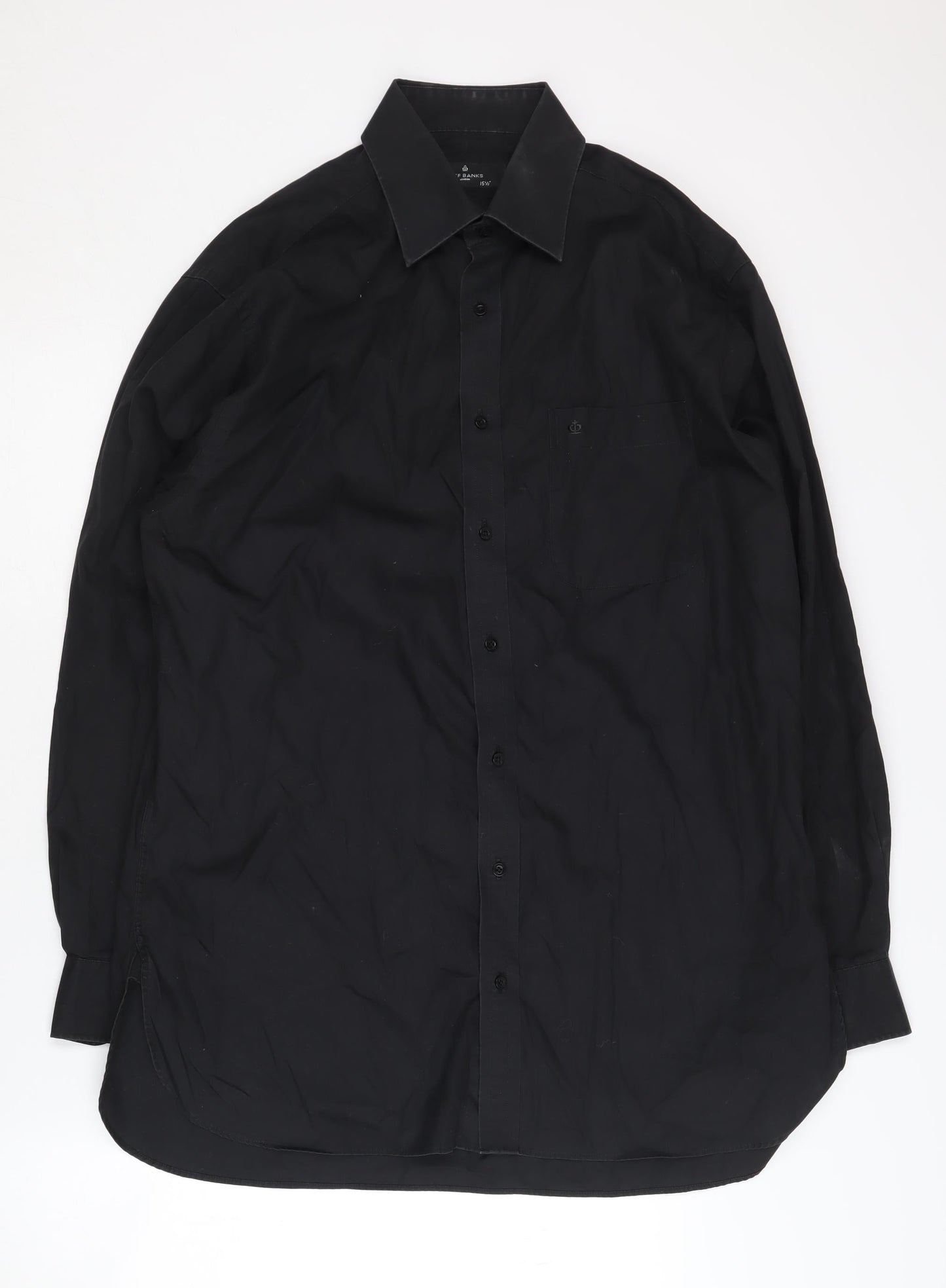 Jeff Banks Men's Black Long Sleeve Shirt, Size 15.5