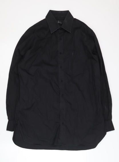 Jeff Banks Men's Black Long Sleeve Shirt, Size 15.5