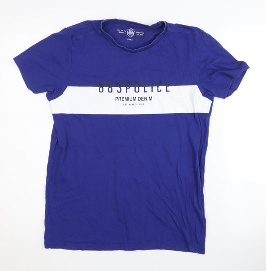883 Police Men's Blue Crew Neck T-Shirt, Size S