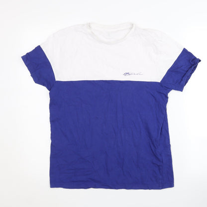 Police Men's Blue White Colourblock T-Shirt Size S
