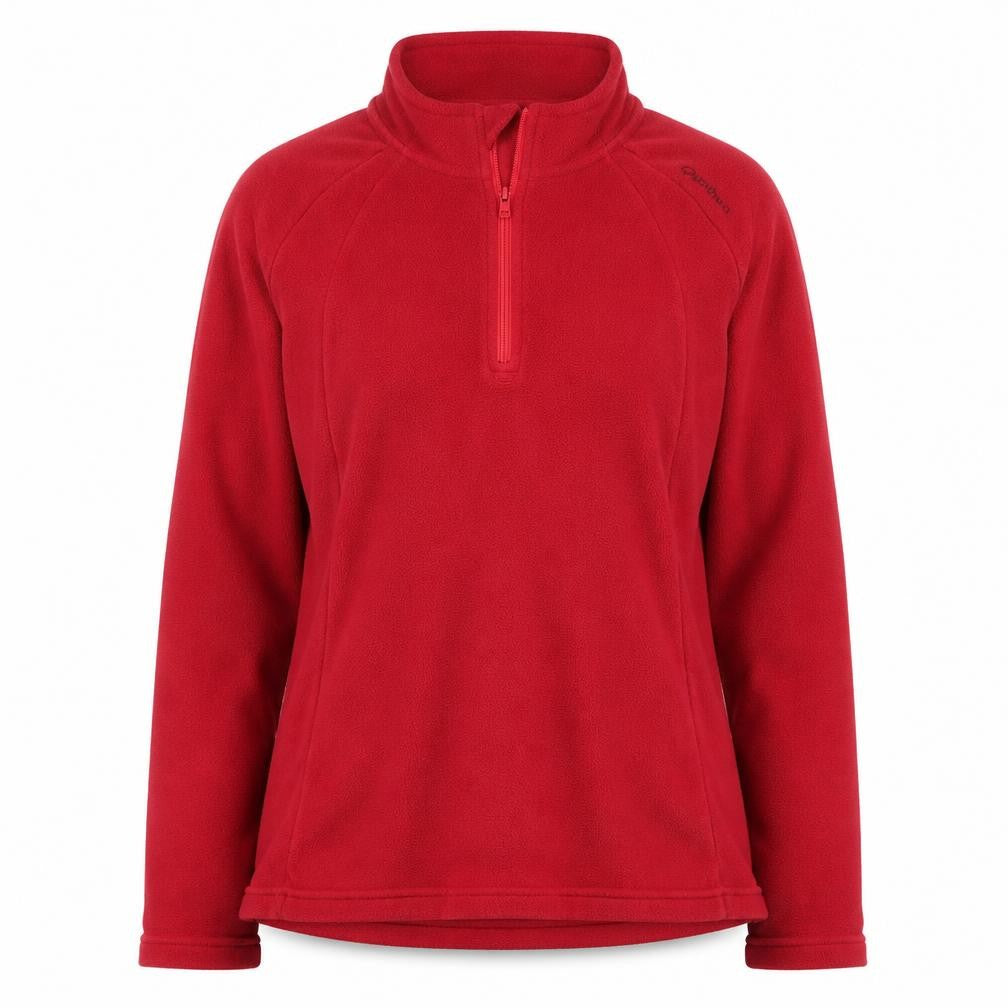 Front view of Oxylane Red unisex xl fleece sweatshirt, 1/4 zip