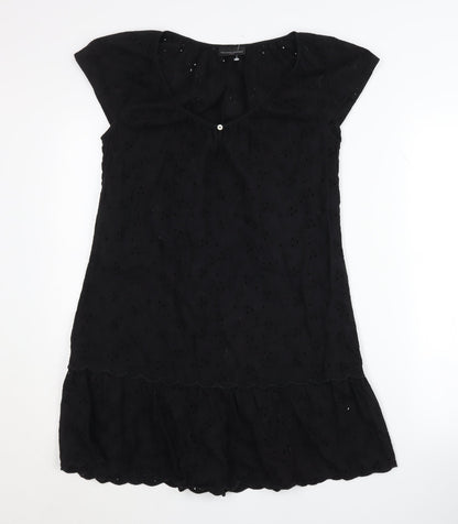 The White Company Women's Black Cotton Dress Size 8