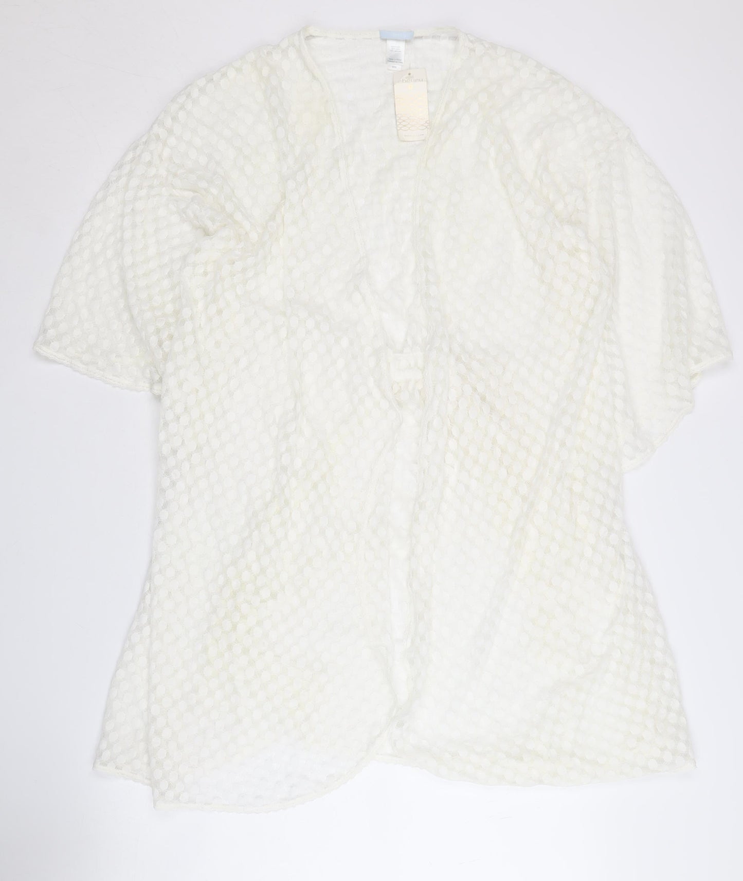 Eberjey Women's White Open-Knit Wrap Jumper Cover Up M