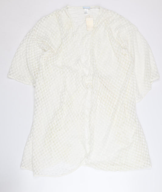 Eberjey Women's White Open-Knit Wrap Jumper Cover Up M