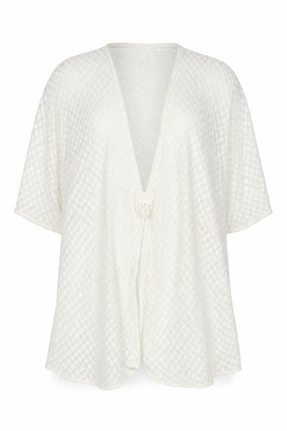Eberjey Women's White Open-Knit Wrap Jumper Cover Up M