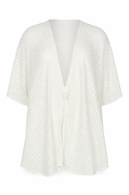 Eberjey Women's White Open-Knit Wrap Jumper Cover Up M