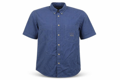 Lazy Sam Men's Blue Short Sleeve Button-Up Shirt S