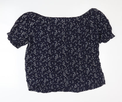 GAP Women's Blue Floral Off-Shoulder Blouse XS