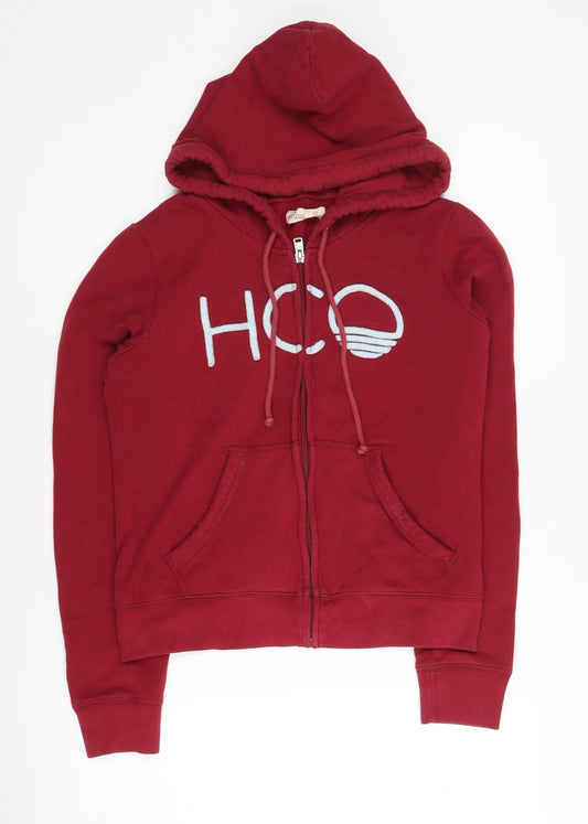 Hollister Women's Red Full Zip Hoodie XS
